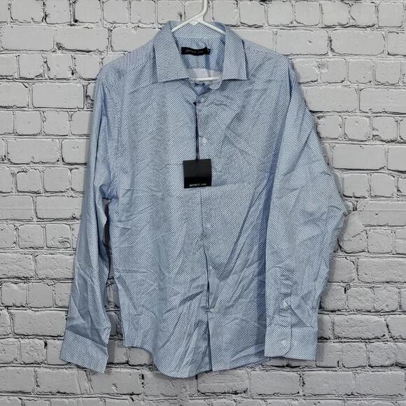 DSTRCT & Row Ferrer Stretch Print Button-Up Shirt Size L - Picture 1 of 7